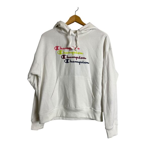 Champion Women's White Powerblend Long Sleeve Sweatshirts & Hoodie Size Small - Picture 1 of 5